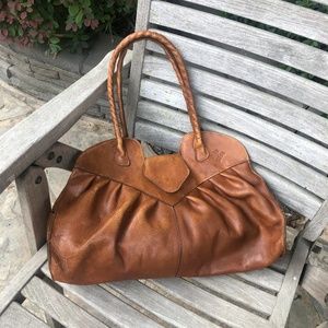 Patricia Nash Vintage Cognac Brown Leather Satchel